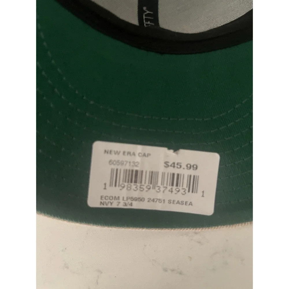 Seattle Seahawks New Era 59FIFTY Sz 7 3/4 Navy Hat With 40 Seasons Patch‎
